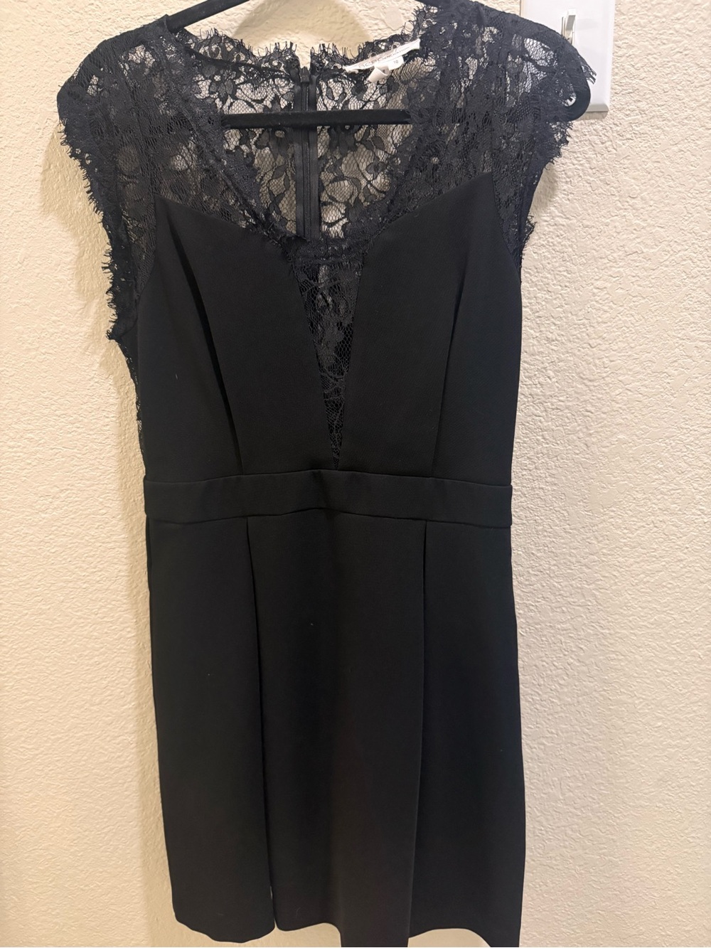 BCBGeneration Black Lace-Trim Mini Dress